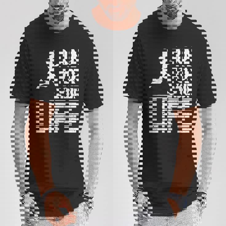 マラソンランナー Run For Your Life ランニング Tシャツ 面白い贈り物