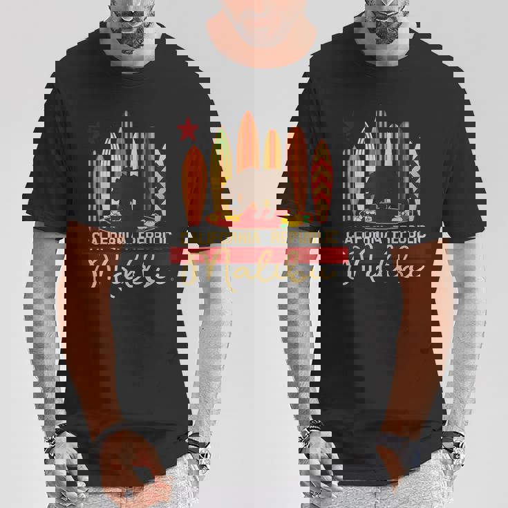 マリブ カリフォルニア リパブリック ベア サーファー 記念品 Tシャツ 面白い贈り物