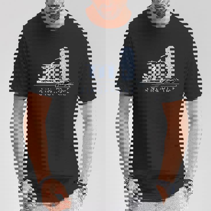 マリーナベイサンズ、マーライオンのスカイラインデザイン、象徴的なシンガポール Tシャツ 面白い贈り物