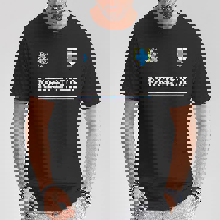 マルセイユ スポーツサッカージャージ フラッグ フットボール Tシャツ 面白い贈り物