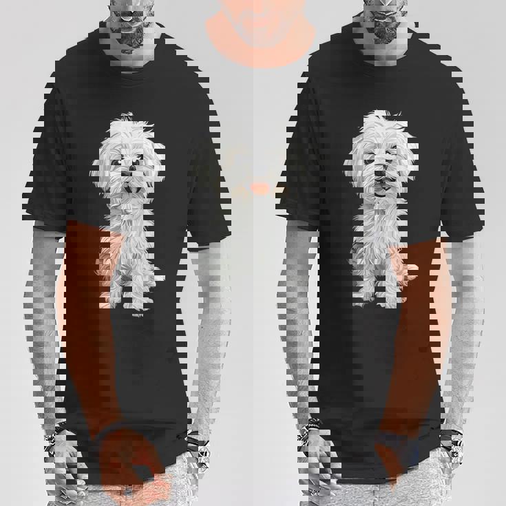 マルチーズ 犬 グラフィック ペット イラスト マルチーズ Tシャツ 面白い贈り物