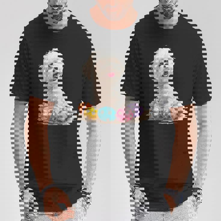 マルチーズ 犬 犬種 ハッピーイースター メンズ レディース キッズ Tシャツ 面白い贈り物