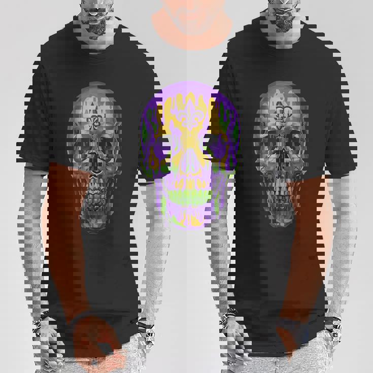 マルディグラ ドリップドリング スカル カーニバル 火曜日 パーティー テーマ 新品 Tシャツ 面白い贈り物