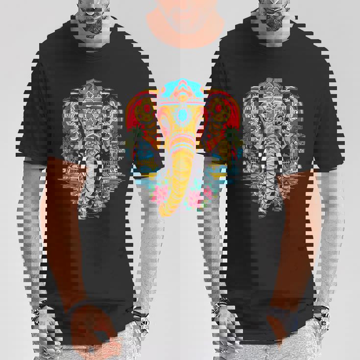 マンダラ タイ 象 恋人 タイ バックパッカー Tシャツ 面白い贈り物