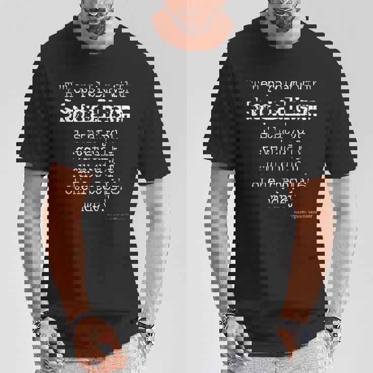 マーガレット・サッチャー 引用 The Problem Withocialism Tシャツ 面白い贈り物