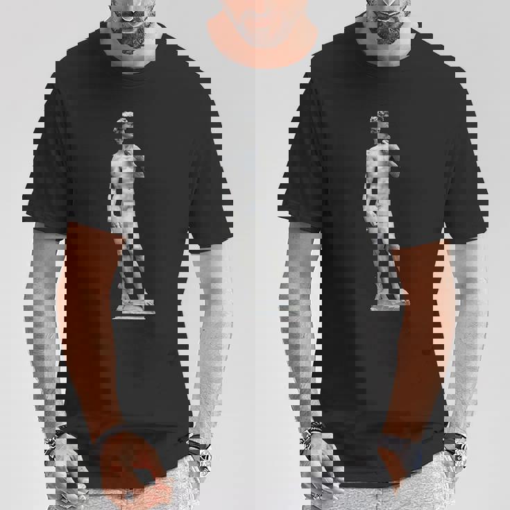 ミケランジェロのダビデ像 巨大なピクセル化されたペニス Tシャツ 面白い贈り物