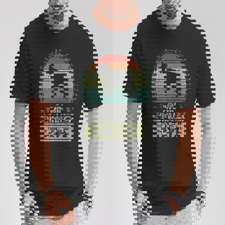 ミニチュアシュナウザー 父の日 ミニチュアシュナウザーパパ Tシャツ 面白い贈り物