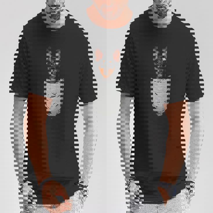 ミニチュア・ピンシャー 胸ポケット みんぴん Tシャツ 面白い贈り物