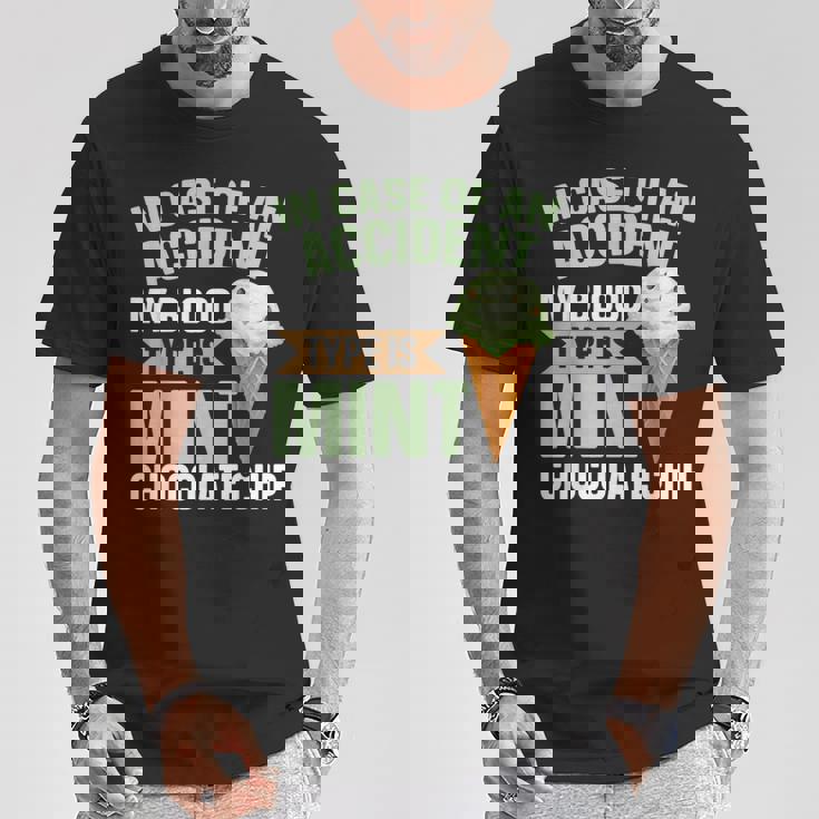 ミントチョコチップフレーバー ワッフルコーン ミントアイスクリーム Tシャツ 面白い贈り物