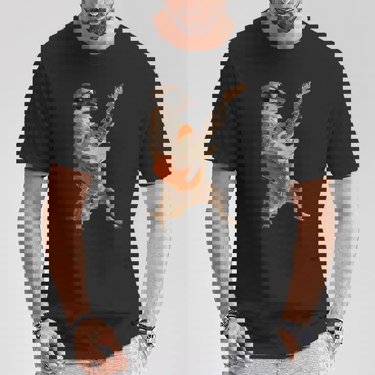 ミーアキャットギター Tシャツ 面白い贈り物