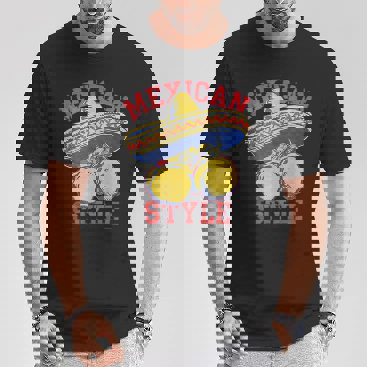 メキシコボクシングスタイル メキシコ国旗 メキシコボクシングスタイルフラッグ Tシャツ 面白い贈り物