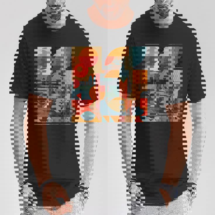 モダン 抽象 パターン ボーホー 抽象 幾何学 Tシャツ 面白い贈り物