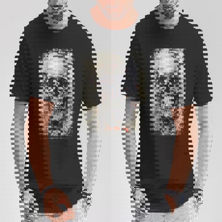 モダンなヒップホップ、レトロ、ヴィンテージ、エッジの効いた Y2k Hip Hop アーバン ストリートウェア、スカル Tシャツ 面白い贈り物