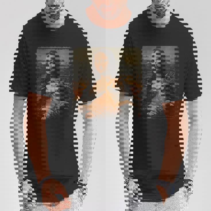 モナリザ 犬と一緒に 面白い 柴犬 アート 絵画 Tシャツ 面白い贈り物