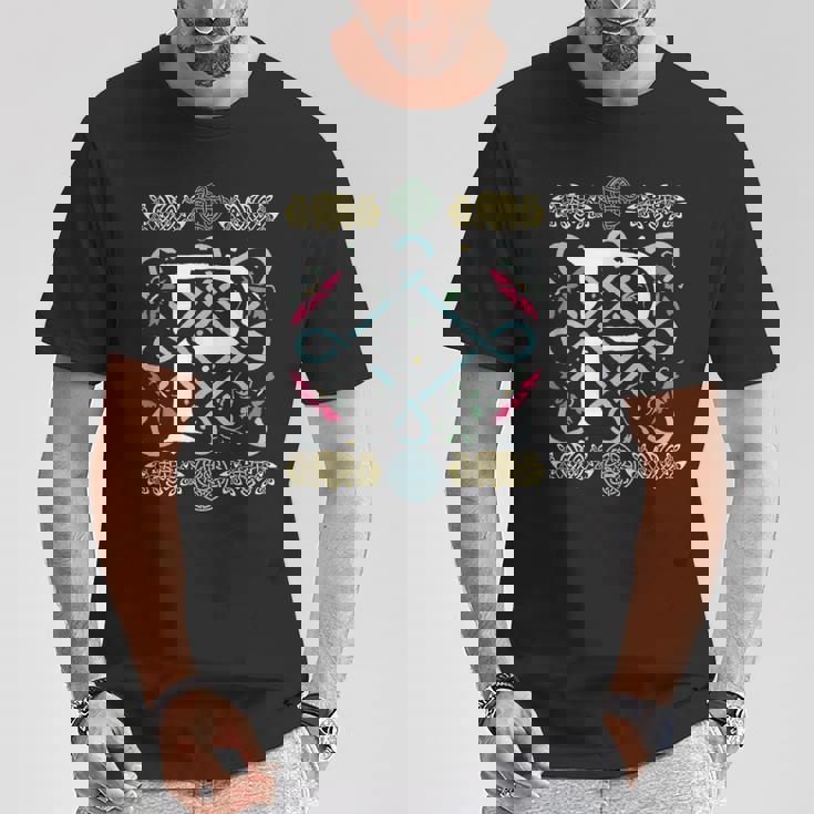 モノグラム 文字 P ケルト ヴィンテージ レトロ Tシャツ 面白い贈り物