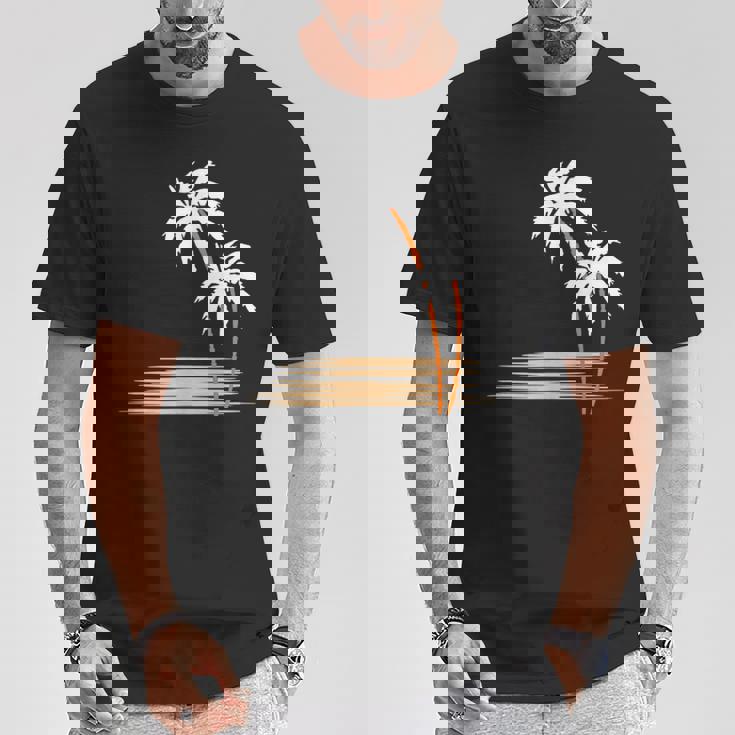 ヤシの木 夏 カラフル 胸 プリント ホリデー Tシャツ 面白い贈り物