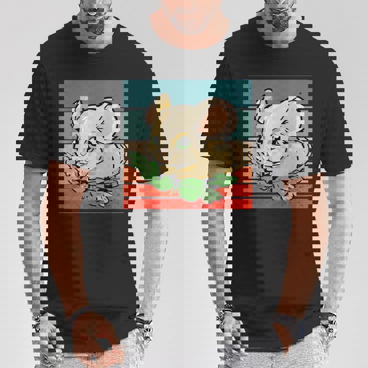 ヤマネ かわいい緑の葉 大きな目 愛らしい甘い動物 Tシャツ 面白い贈り物