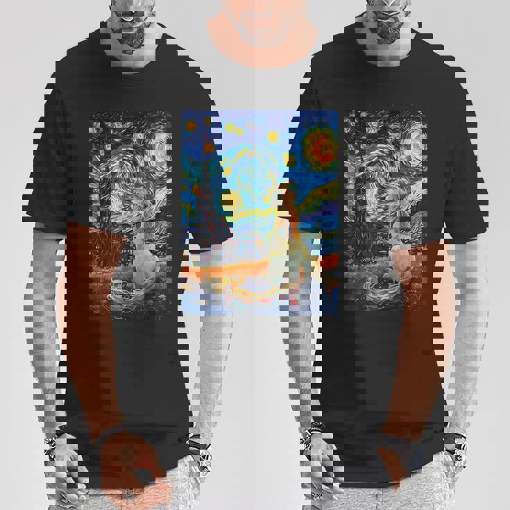 ユニコーン恋人のためのユニコーン恋人のスターリーナイトヴァンゴッホ Tシャツ 面白い贈り物