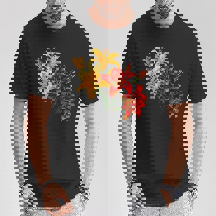 ユリの花 恋人の日 ユリ ホームフラワー ガーデンデザイン Tシャツ 面白い贈り物