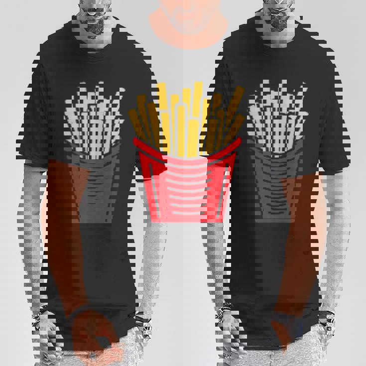 ユーモア 小さなミニマリスト シンプルなフライドポテト フライドポテト Tシャツ 面白い贈り物