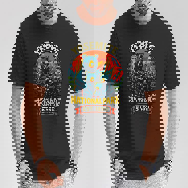 ヨセミテ国立公園 クマの家族 Est 1890 サンセットアート Tシャツ 面白い贈り物