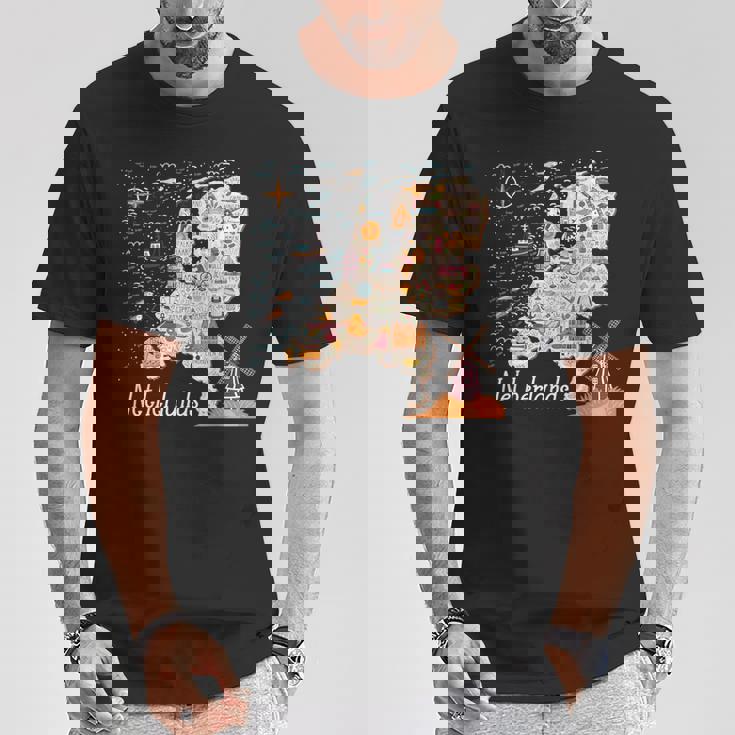 ヨーロッパ オランダ 地図 オランダ アムステルダム バケーション お土産 Tシャツ 面白い贈り物