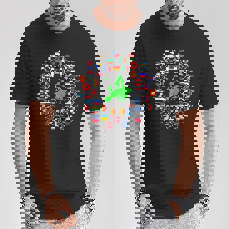 ヨーロッパ、ヨーロッパの旗、欧州連合の旗、ヨーロッパ地図。 Tシャツ 面白い贈り物