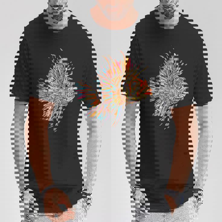 ライオンフィッシュ 動物 グラフィック アートワーク ライオンフィッシュ Tシャツ 面白い贈り物