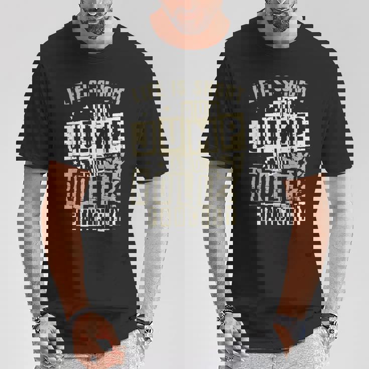 ライフ イズ ショート ラン ジャンプ アンド ロール 派手なフリーランニング パルクール Tシャツ 面白い贈り物