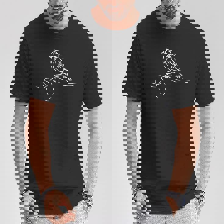 ラインアート 鳥類学者 スズメ Tシャツ 面白い贈り物