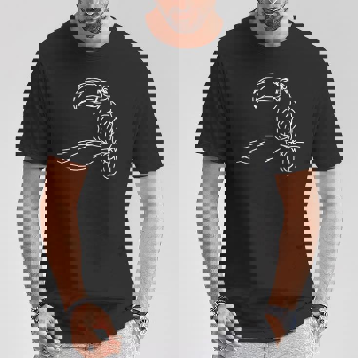 ラインアート 鳥類学者オオハシ Tシャツ 面白い贈り物