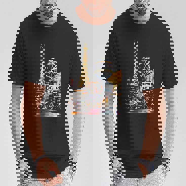 ラスベガス カジノ By Night Tシャツ 面白い贈り物