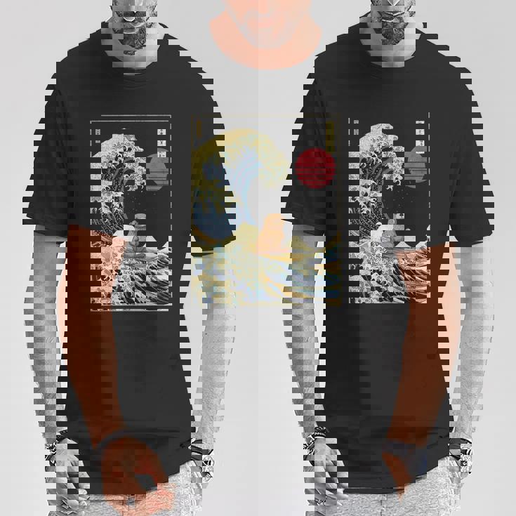 ラッコ 日本の神奈川波 おもしろサーフアニマル Tシャツ 面白い贈り物