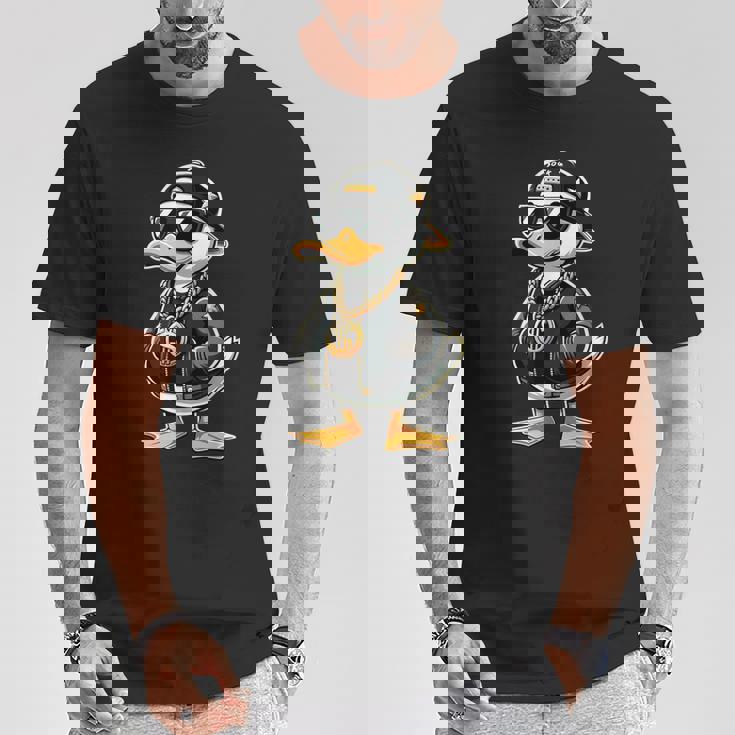 ラッパー スタイルの黄色いアヒルの子 ヒップホップ アヒルの子 Tシャツ 面白い贈り物