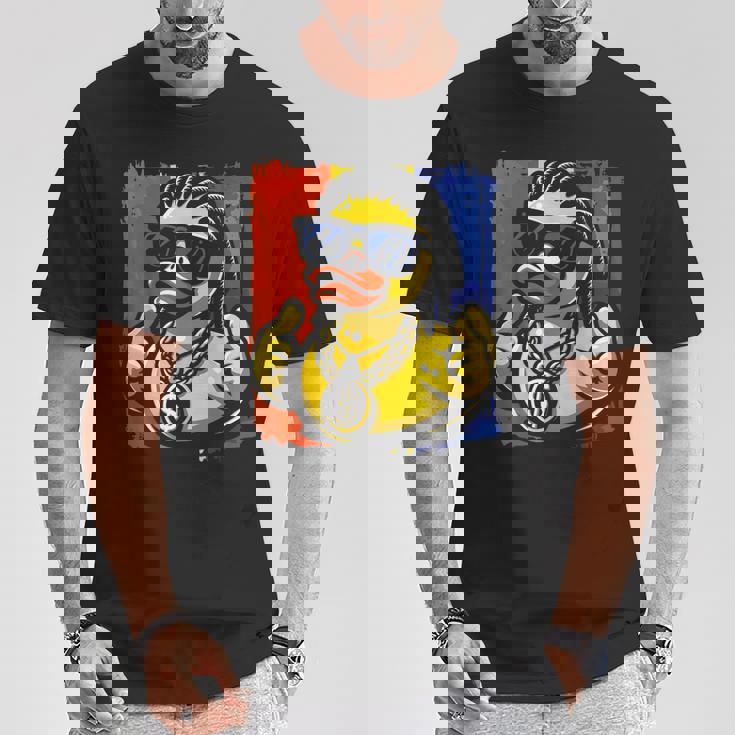 ラッパー ラバーダック ヒップホップ アヒル Tシャツ 面白い贈り物