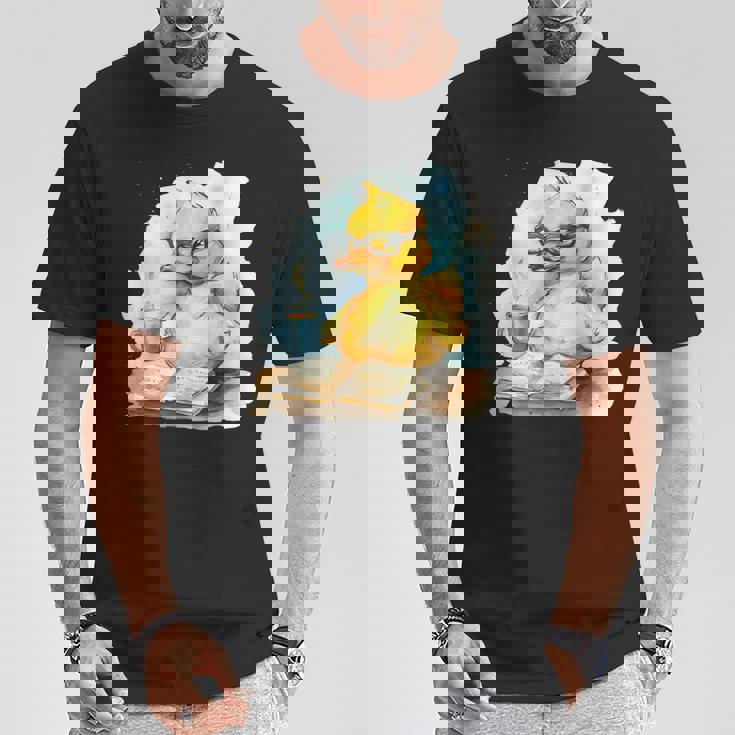 ラバーダックリーダー コーヒー愛好家 読書本 ラバーダッキー Tシャツ 面白い贈り物