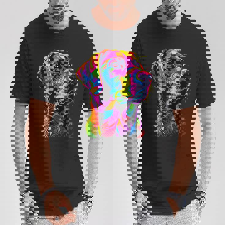 ラブラドールレトリバー カラフルカラー ポップアート グラフィック 犬 ラブラドール Tシャツ 面白い贈り物