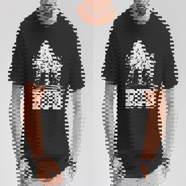 ランニング ブル レイジング ブルズ ラン 闘牛 カウボーイズ 恋人 動物 Tシャツ 面白い贈り物