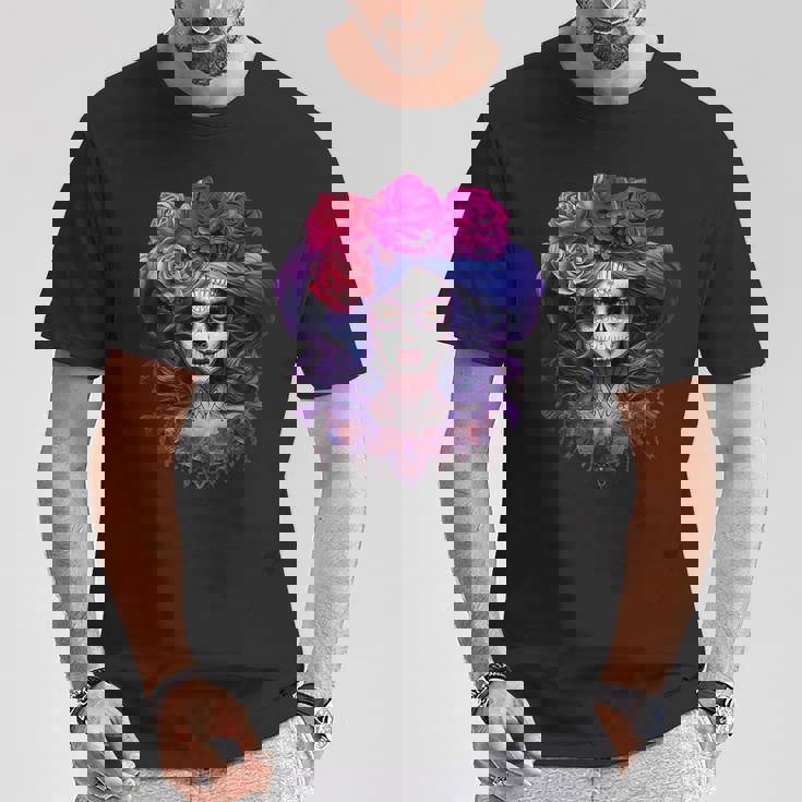 ラ・カトリーナ、ディア・デ・ロス・ムエルトス メキシコの死者の日 Tシャツ 面白い贈り物