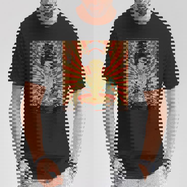 ラーメンをすする芸者 Tシャツ 面白い贈り物