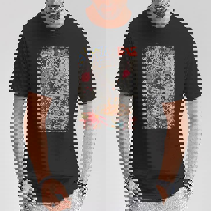 ラーメンヌードル 猫 ヴィンテージ 日本 Hip Hopヒップホップ かわいい オタク レトロ 猫 マンガ アニメ Tシャツ 面白い贈り物