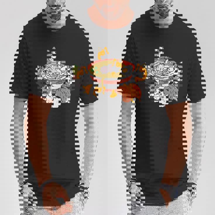 ラーメン寿司ウェルシュ・コーギー・ペンブローク犬 Tシャツ 面白い贈り物