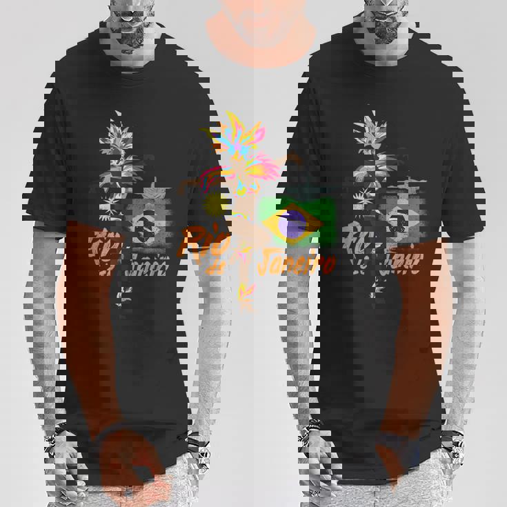 リオデジャネイロブラジルヴィンテージサンバカーニバルダンサーと旗 Tシャツ 面白い贈り物