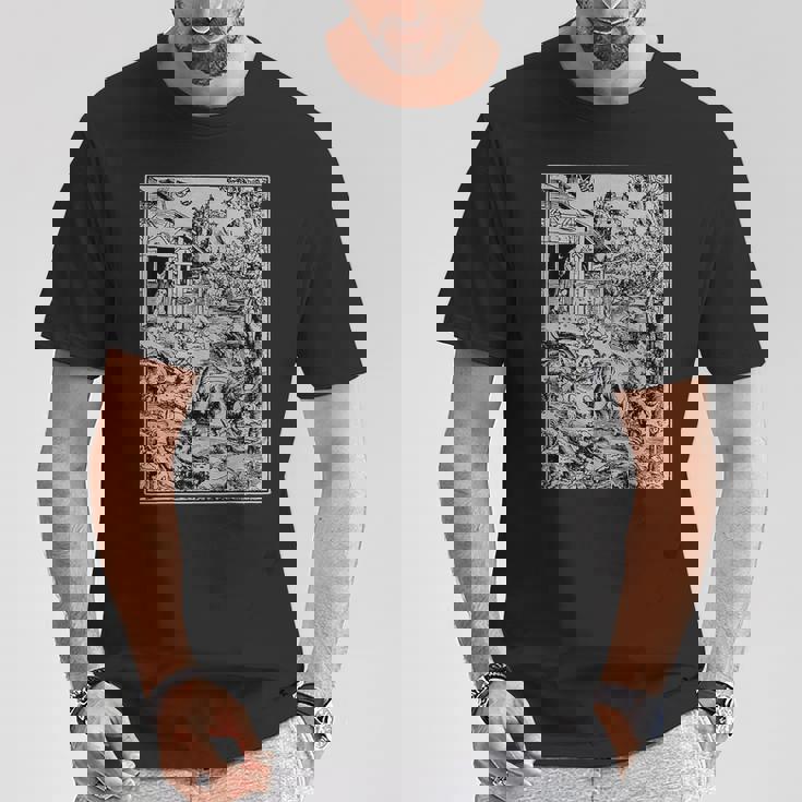 ルーカス・クラナッハによる人狼の攻撃 ゴシック グランジー オカルトアート Tシャツ 面白い贈り物