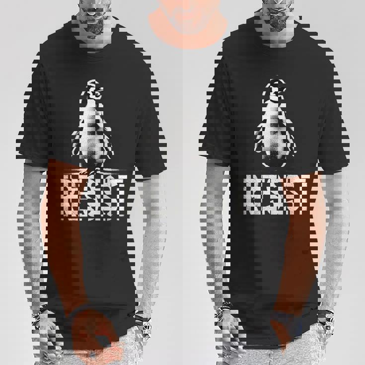 レジスト ペンギン アクティビズム ティー ペンギン 抗議 関税 Tシャツ 面白い贈り物