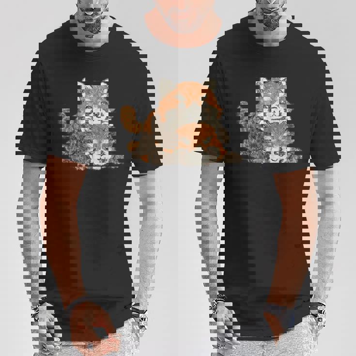 レッサーパンダ かわいい パンダ おもしろ 動物 アート イラスト Tシャツ 面白い贈り物