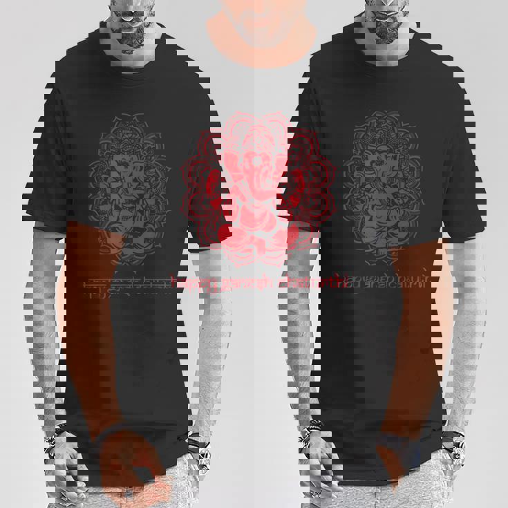 レッドガネーシャハッピーガネーシャ Chartuthi Tシャツ 面白い贈り物