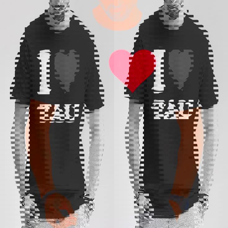 レッドハート I Love Tau Tシャツ 面白い贈り物