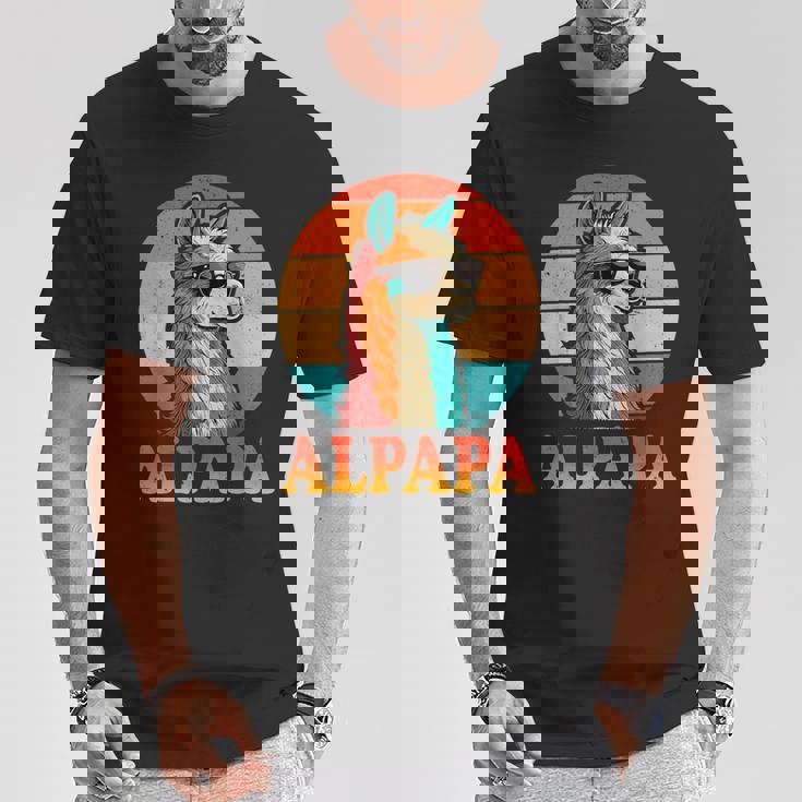 レトロ ヴィンテージ Alpapa アルパカ 恋人 ラマ 父の日 Tシャツ 面白い贈り物