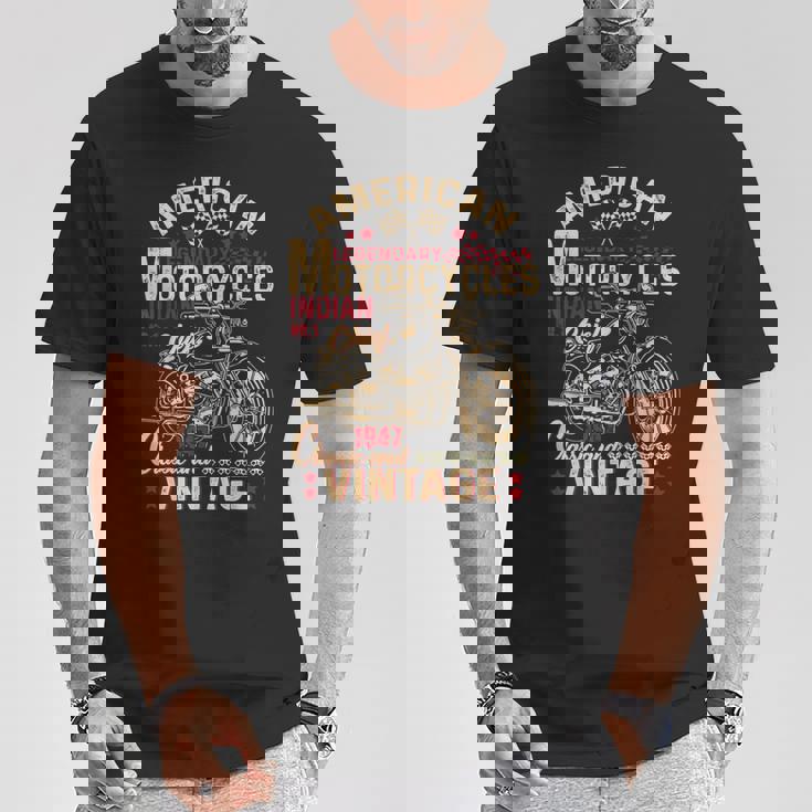 レトロ ヴィンテージ アメリカン オートバイ インディアン オールドバイカー 面白い Tシャツ 面白い贈り物